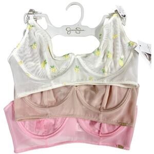 Jessica Simpson 3-Pack Unpadded Underwire Bras 36C NWT Pink/Nude/White